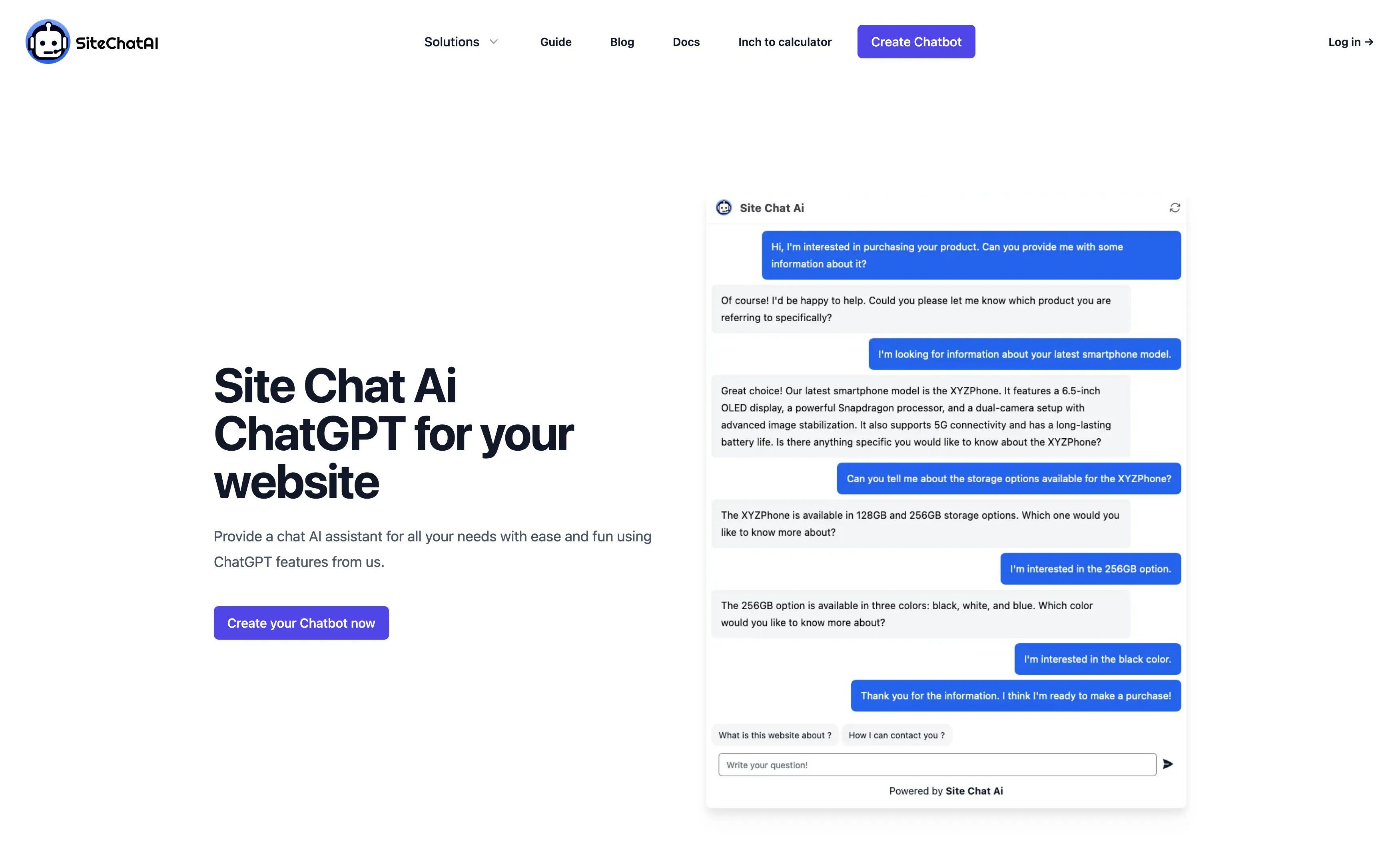 SiteChatAI Screenshot